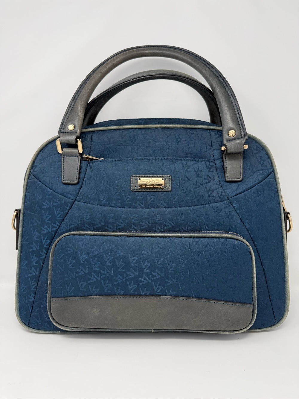 Velez Colombian Leather Blue Laptop Bag with Top Handle and Detachable Strap